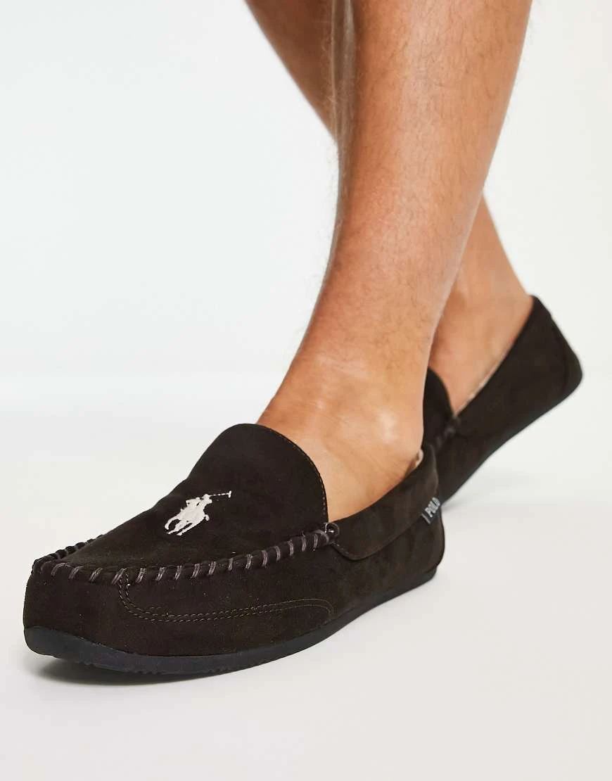 Polo Ralph Lauren - Declan - Chaussons style mocassins - Chocolat/crème-Marron