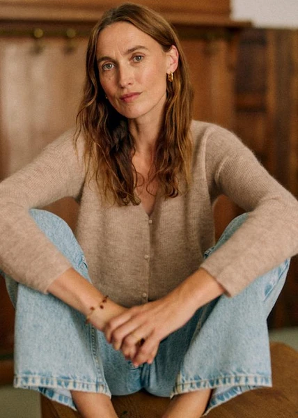 Gilet Barry - Beige Chiné Clair - Super kid mohair - Sézane