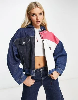 Tommy Jeans - Veste oversize en jean à capuche - Multicolore | ASOS