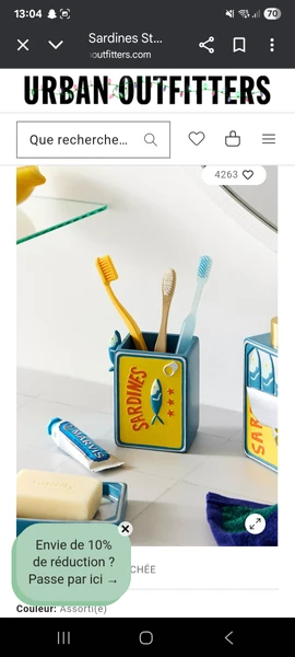 Pot à brosse à dent sardine - Urban Outfitters