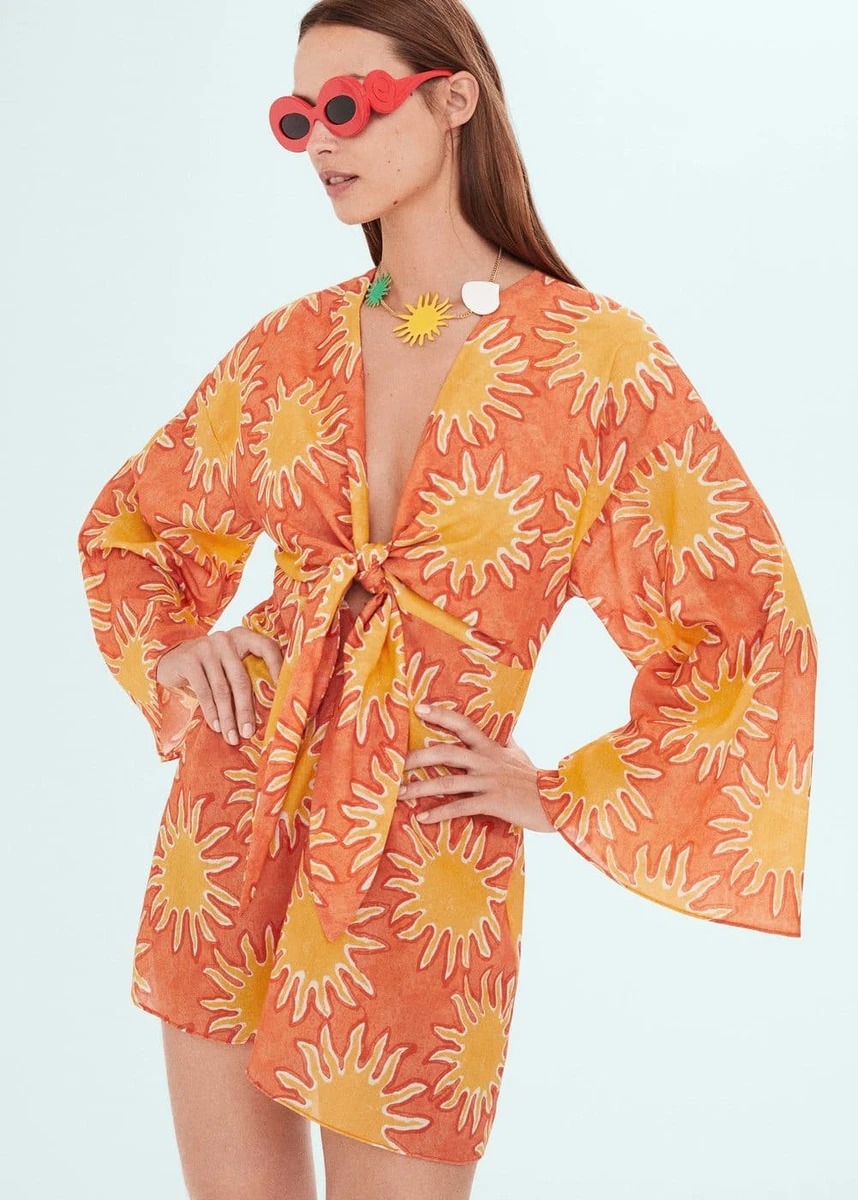 Robe imprimée détail nœud -  Femme | Mango France