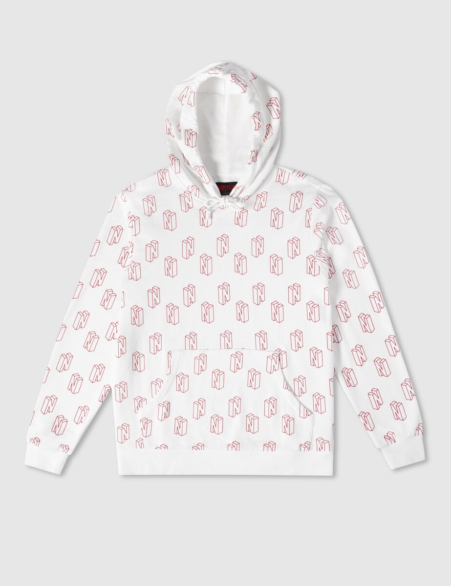 Netflix White "N" Print Hoodie