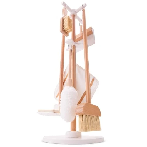 New Classic Toys- Cleaning Playset Kit de Nettoyage en Bois, 18375, Moyen