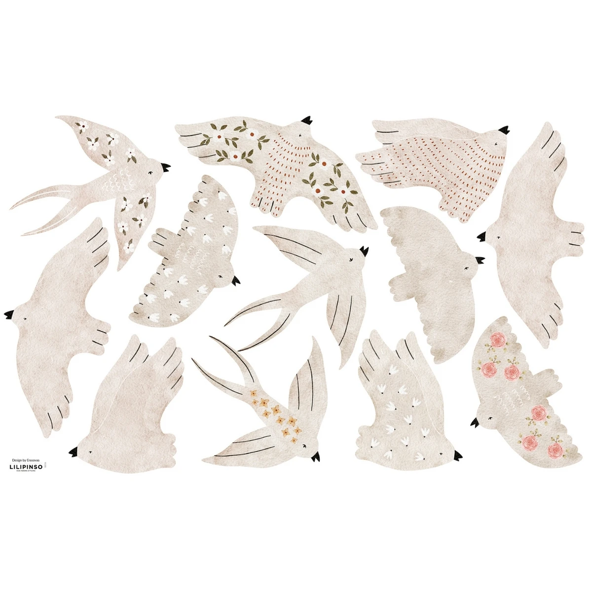 Planche de stickers Décor M Les hirondelles