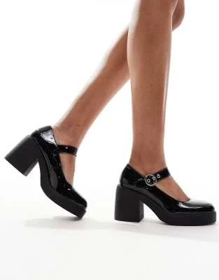 SEQWL - Chaussures style babies chunky à talon - Noir