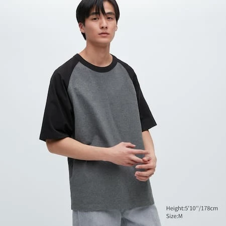 XS Noir - T-Shirt oversize à manches demi-raglan | UNIQLO