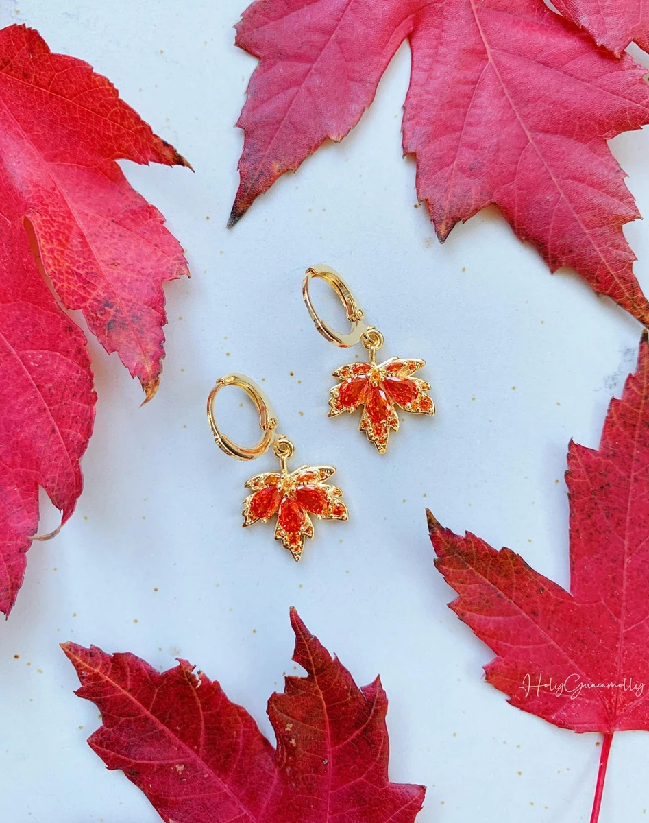 Dainty Autumn Leaf Hoop Earrings