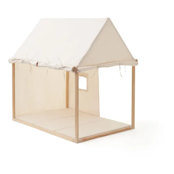 Maison en toile de coton et bois | Blanc cassé