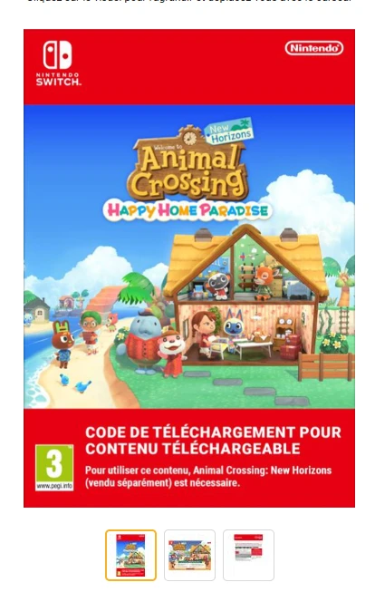 Code de téléchargement extension DLC Animal Crossing New Horizon Happy Home Paradise