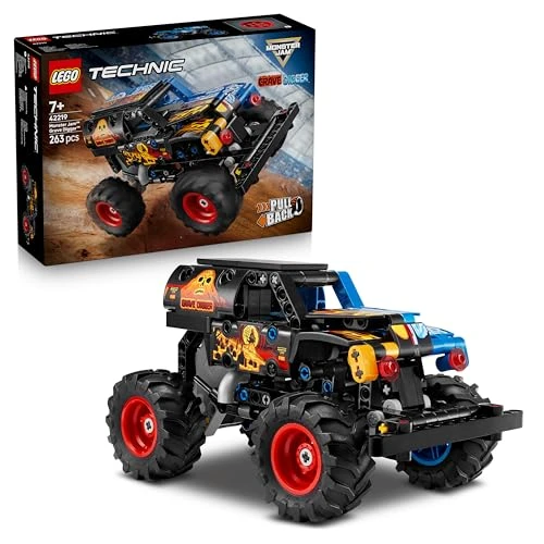 LEGO Technic Monster Jam Grave Digger - Feu et Glace - Jouet Camion à Rétrofriction - Maquette de Voiture de Course Détaillée- Idée de Cadeau d'Anniversaire pour Garçon ou Fille dès 7 ans & Fans 42219