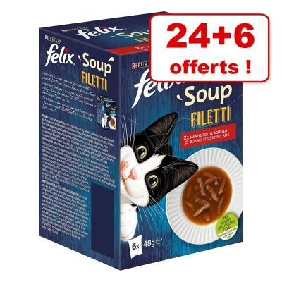 Felix Soup 24 x 48 g pour chat + 6 sachets offerts !