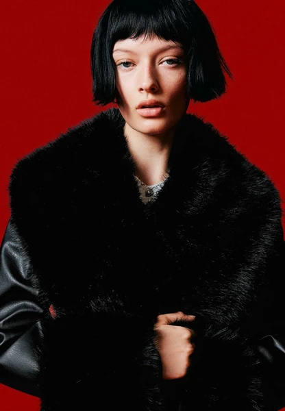 EFFECT WITH CONTRAST - Manteau classique - black