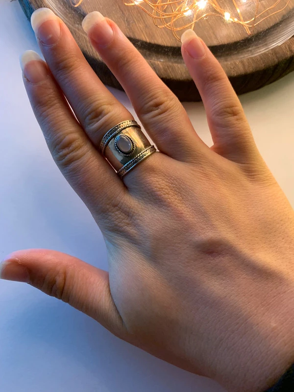 Bague argent friperie - Pierre violette