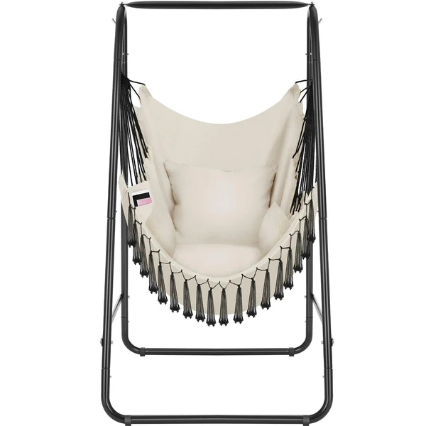 tectake Fauteuil suspendu ALISON style boho avec une capacité de charge de 160kg - beige - 405393