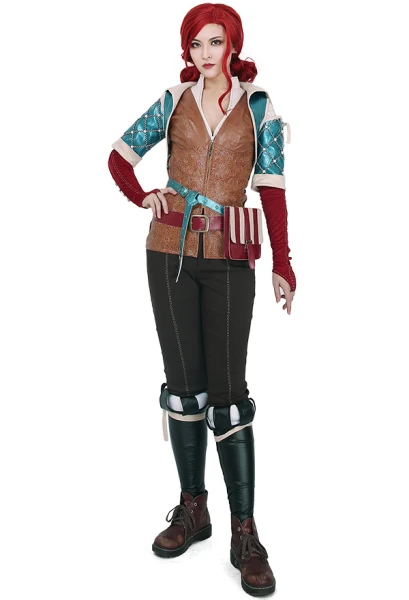 The Witcher 3 Wild Hunt Costume de Cosplay Triss Merigold avec Ensemble de Ceinture