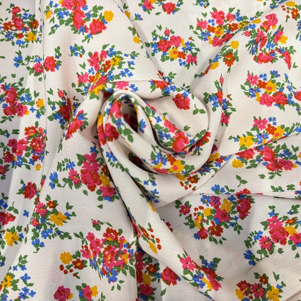 CRÊPE VISCOSE IMPRIMÉE BLANC JARDIN SECRET