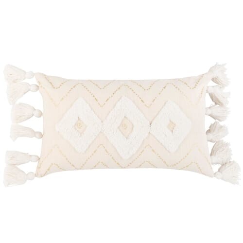 Housse de coussin en coton tufté à pompons 30x50 | Maisons du Monde