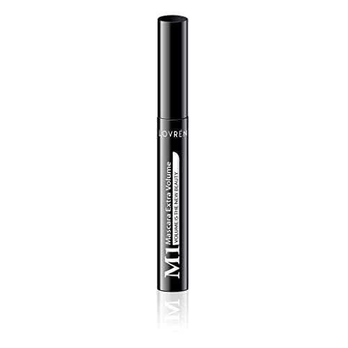 Lovren Mascara M1 Extra Volume, Volumisant et courbant sans nickel Parabène, Dermatologiquement testé, réalisé avec des cires naturelles, noir, 10 millilitres