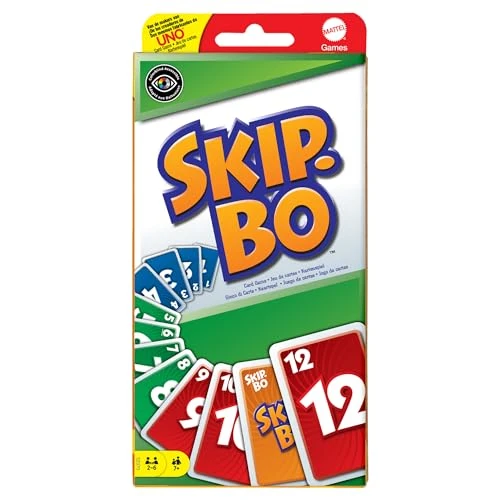 Mattel Games Skip-Bo, Jeu De Cartes, Jeu De Société Familial pour Adultes Et Enfants, À Utiliser comme Jeu De Voyage, 2 À 6 Joueurs, Jouet pour Enfant de 7 Ans et Plus, 52370