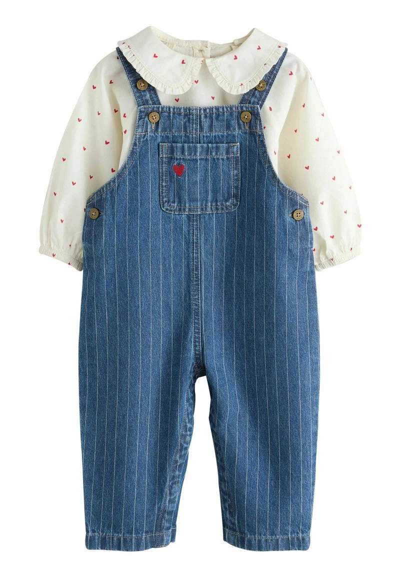 REGULAR FIT HEART PRINT SET - Blouse - dark blue denim