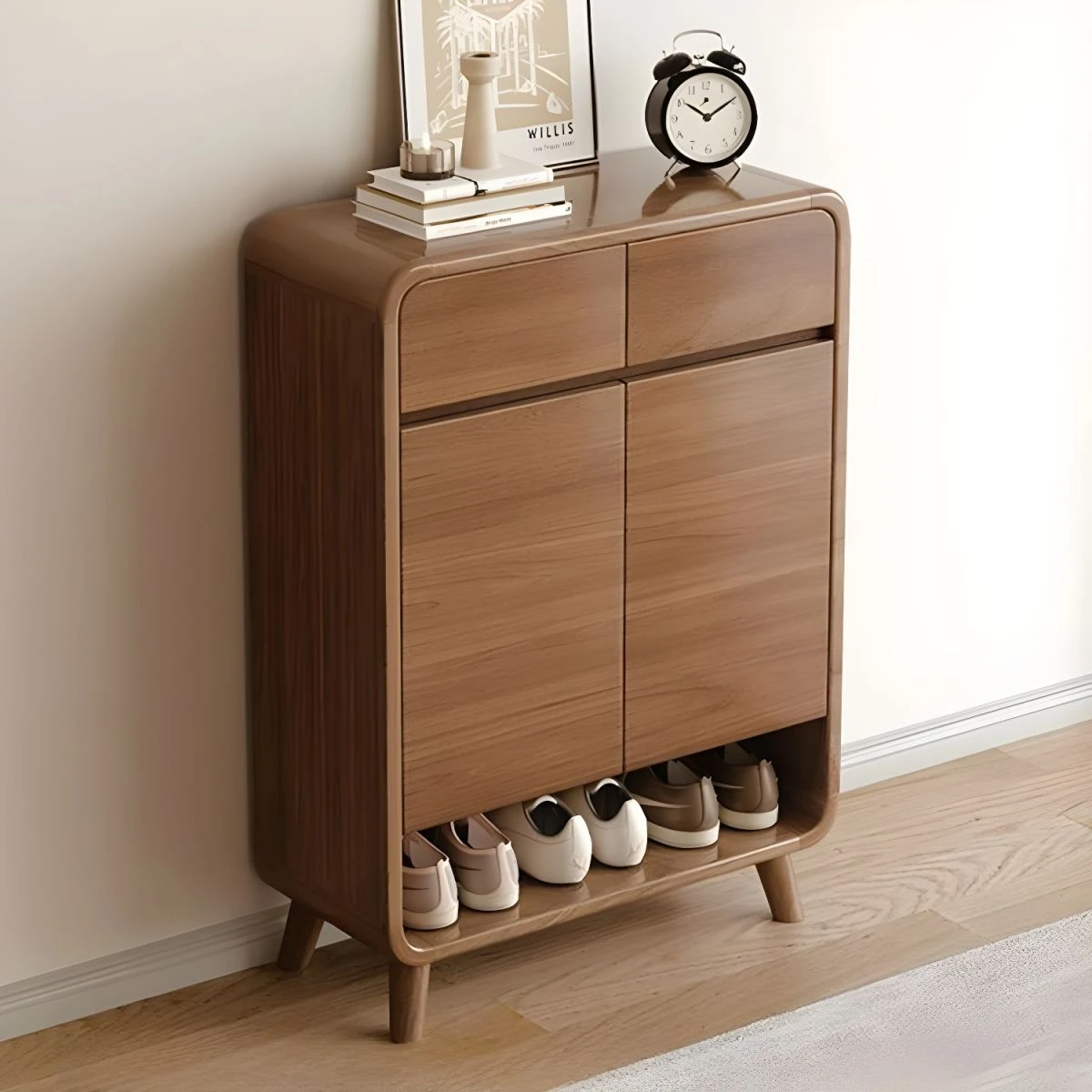 Collection de rangement de chaussures modernes et étroites avec étagères et tiroirs réglables - Brun L 60 x l 32 x H 112 cm Rangement pour chaussures