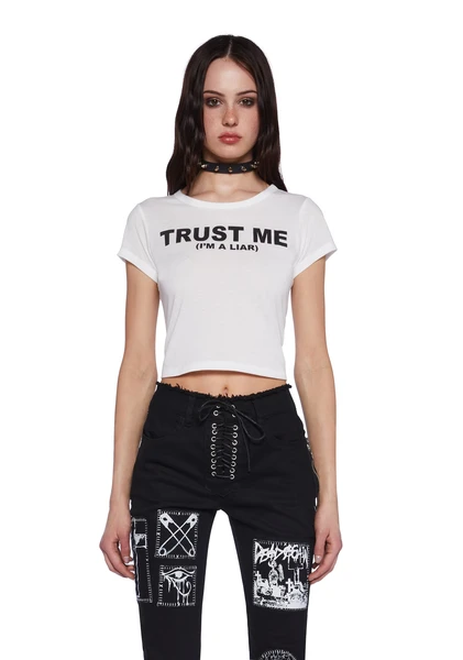 Current Mood Trust Me I'm A Liar Graphic Tee - White