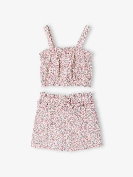 Ensemble short fille floral blanc imprimé - Vertbaudet