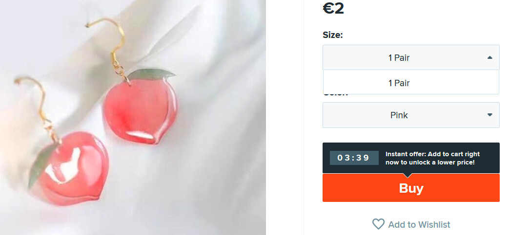 Peches résine boucles d'oreilles 