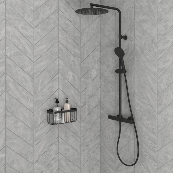 Colonne de douche avec robinet thermostatique, SENSEA Icône, Noir