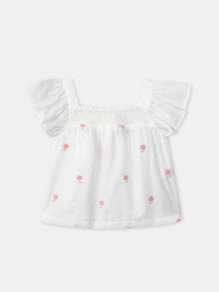 Blouse écrue à broderies fleurs Bébé Fille
