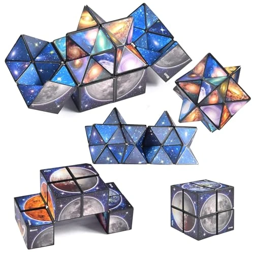 2 en 1 Cube Magique Étoile, Magic Star Cube, 3D Puzzle Cube, Cube 3D Infini, Cube Transformant Jouet Anti-Stress, Cube de Vitesse pour Enfants et Adultes Jeu D'entraînement Cérébral