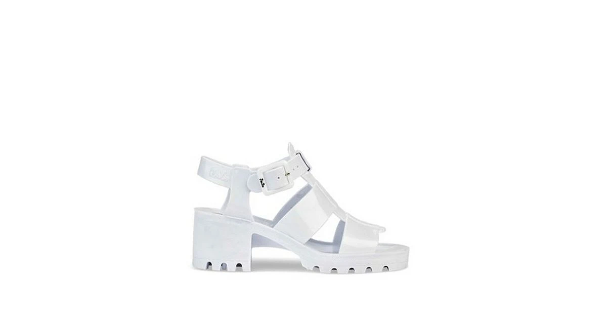 JUJU White Chunky Block Heel Sandals | New Look