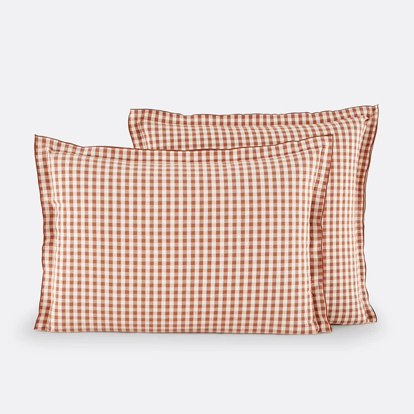 Taie d'oreiller coton seersucker, Cottage caramel