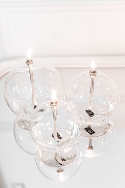 Bulle argentée - moyenne lampe à huile 11cm