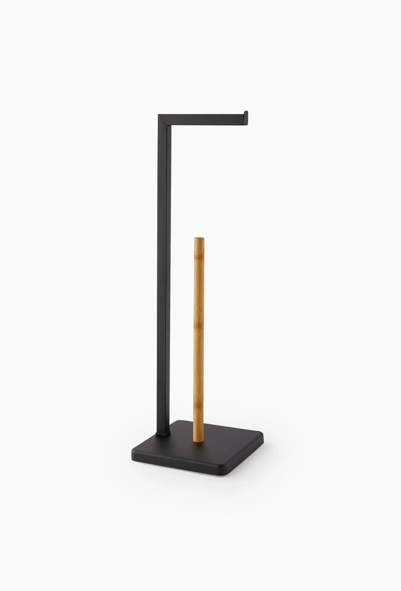 Dérouleur/stockeur de papier toilette en métal et bambou, 20x20x64,5cm