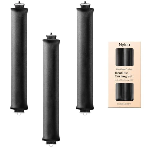 Boucle Sans Chaleur,3 Pièces Bigoudis Sans Chaleur de Sommeil Doux Overnight Heatless Hair Curlers Boudin Cheveux Boucle Sans Chaleur pour Tous Les Types de Cheveux (Noir)