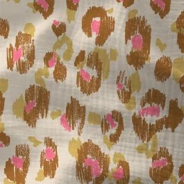 Tissu double gaze doux léo rose beige