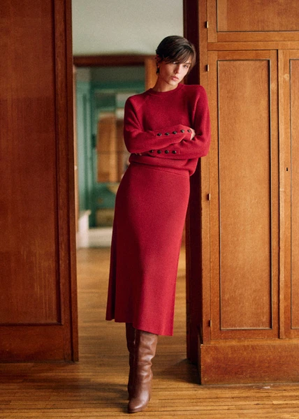 Pull Sami - Rouge Foncé - Laine Mérinos - Sézane
