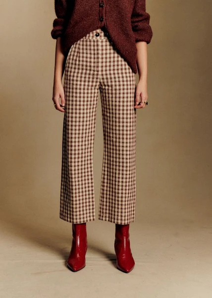 Pantalon Martin Crop - Vichy Marron Ecru