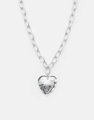 Pull&Bear - Collier à pendentif cœur - Argenté