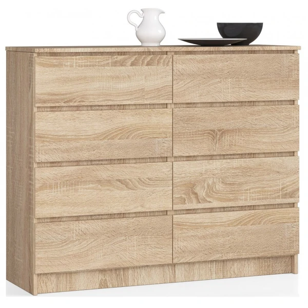 Commode 120 cm | Chêne Sonoma | 8 tiroirs | Salon | mat