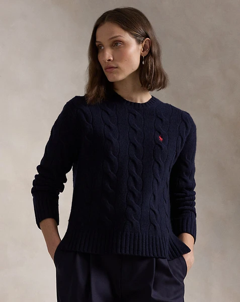 Classic Fit Cable Wool-Cashmere Jumper