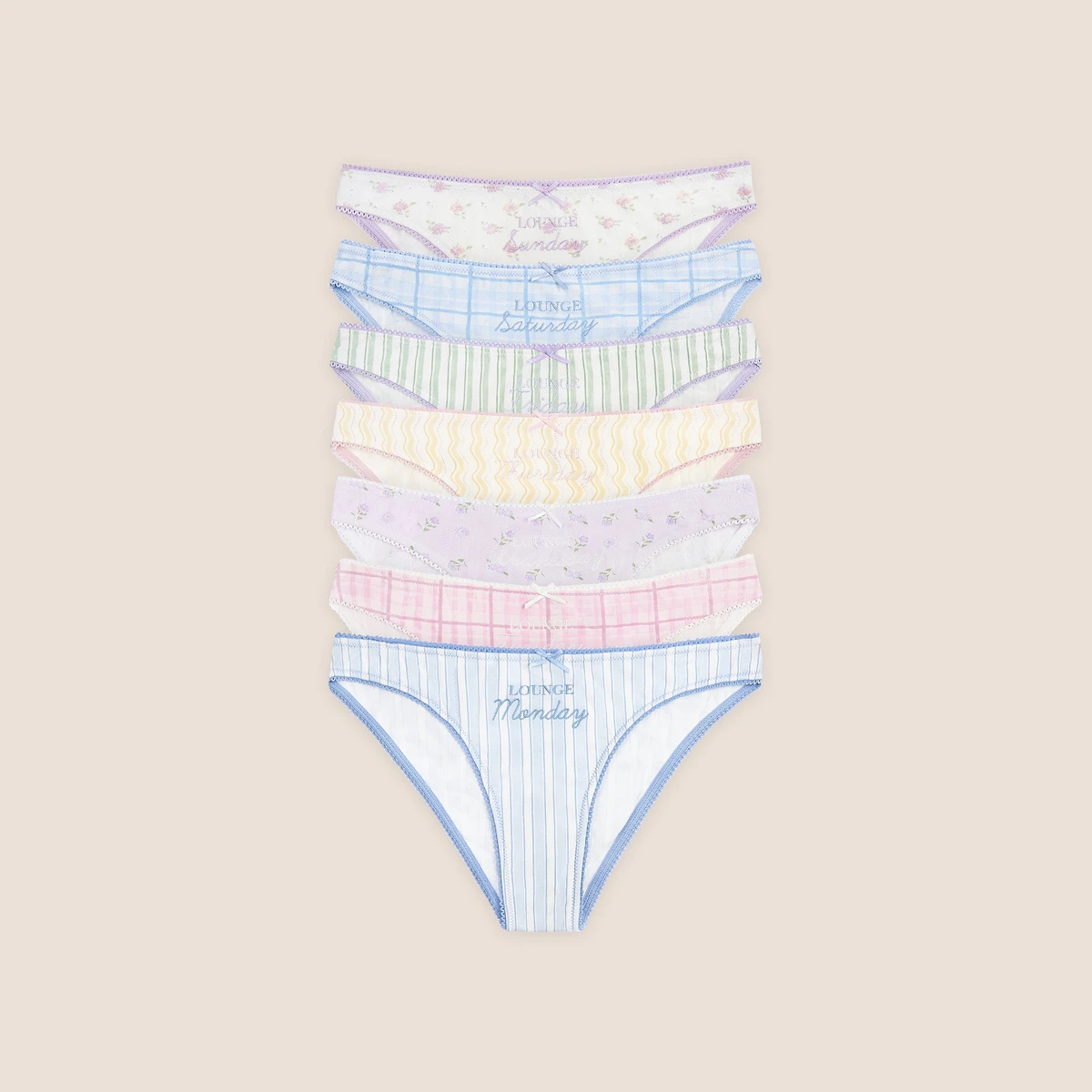 Culottes Days of the Week (pack de 7) - Imprimé Multicolore