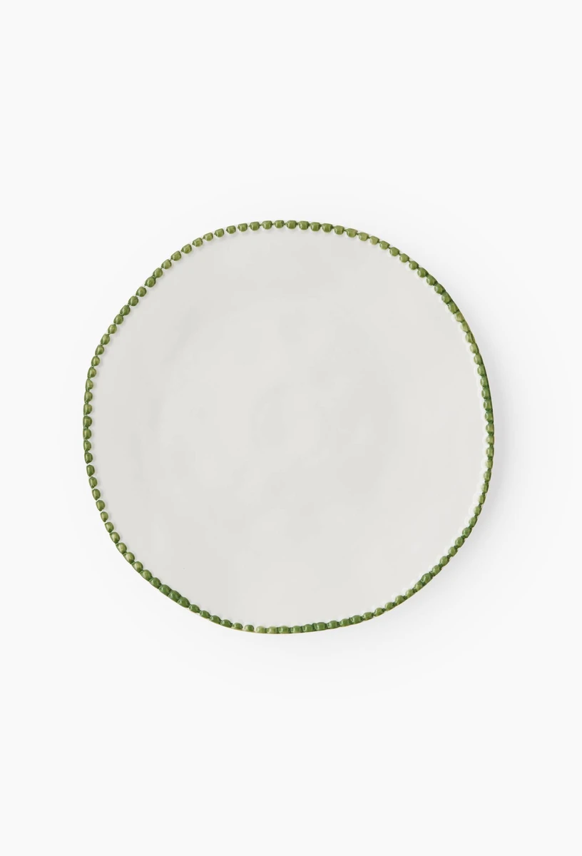 Assiette plate finition liseré perlé, 27cm
