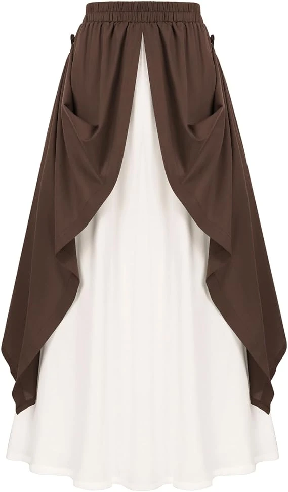 SCARLET DARKNESS Jupe longue Renaissance pour femme, élastique, taille haute, jupe médiévale