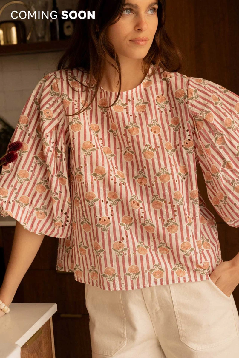 Blouse À Rayures Et Imprimé Floral - Rose - Boutique Libertie