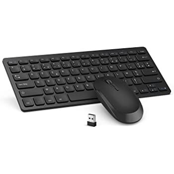 (NOIR) Jelly Comb Ensemble Clavier Souris sans Fil UltraMince Clavier AZERTY pour Ordinateur Portable PC