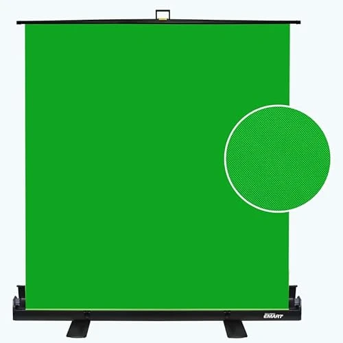 EMART Green Screen 165x220cm, Greenscreen Roll-up Panel Fond Vert, Fond Photo Vert avec Support pour Studio Photo, Streaming, Vidéoconférence, TikTok, Zoom