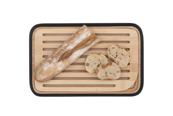 Planche à Pain en Bambou Noire, Grille Amovible, Réservoir à Miettes