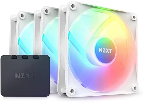 NZXT F120 RGB Core - RF-C12TF-W1 - 3 ventilateurs RGB de 120 mm montés sur moyeu avec commande RGB - Pression statique et circulation d'air élevées - Palier hydrodynamique - Pack triple - Blanc